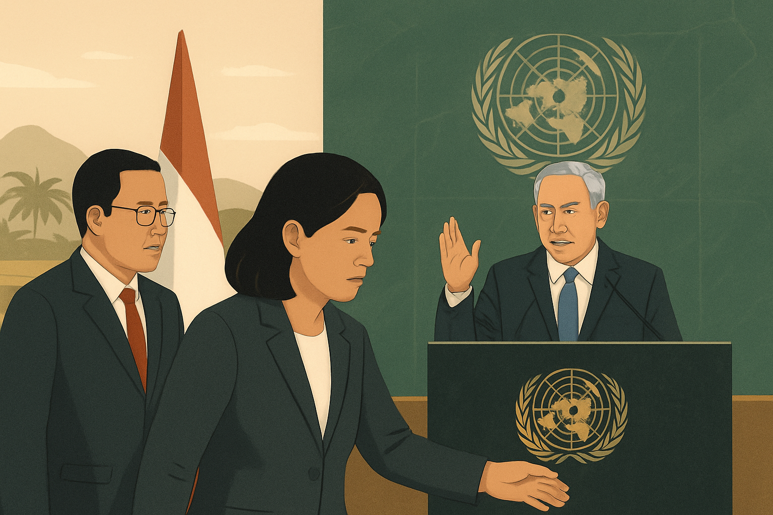 Ilustrasi: Delegasi Indonesia Walk Out saat Netanyahu Pidato di PBB